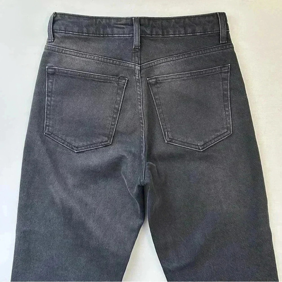 Topshop Straight Leg Jeans High Rise Popper Front Cropped Raw Hem Black Size 26 - Picture 10 of 16